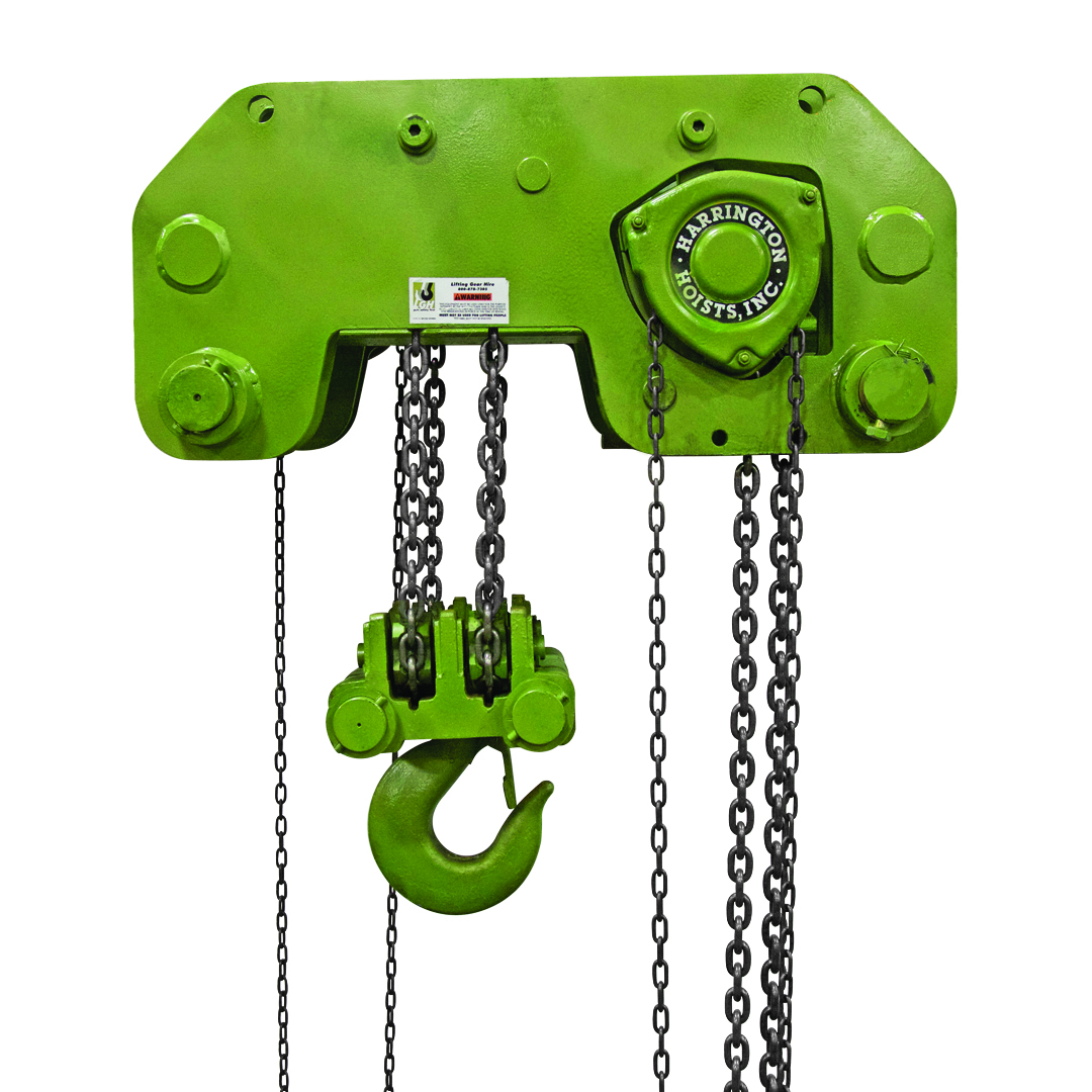 Harrington SHB geared trolley ultra low headroom trolley hoist