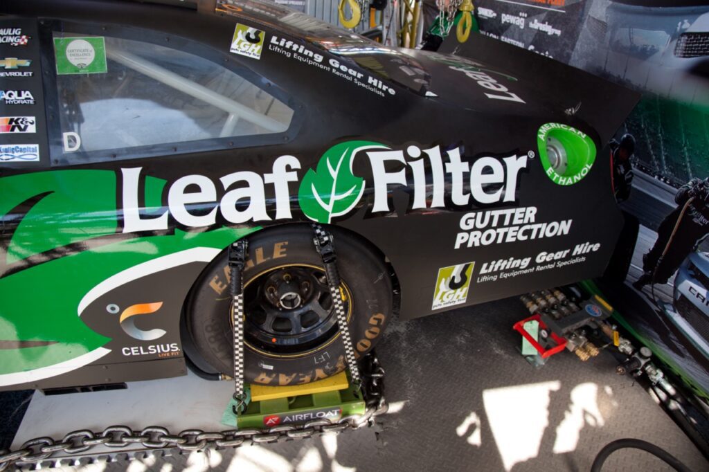 An LGH air skate under a NASCAR race car
