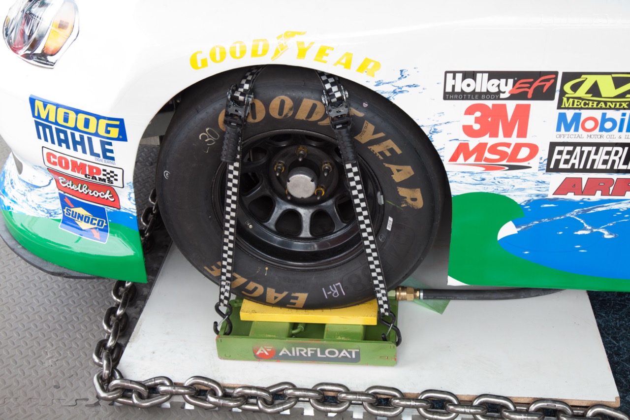 An LGH air skate under a NASCAR race car