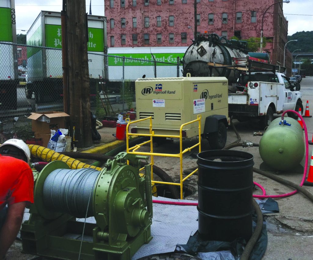 Pittsburgh air winch on the jobsite