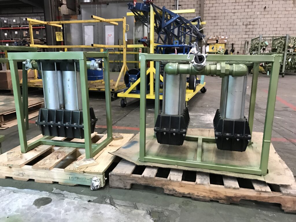 A photo of two compressed air filter dryer systems inside the LGH Rental Center warehouse.