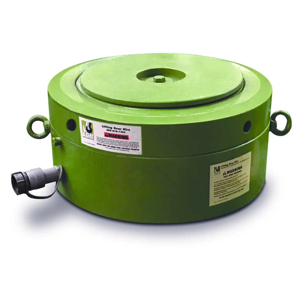 Product picture of an Enerpac 500-ton model CLP-5002 single acting pancake style lock nut hydraulic cylinder rental from LGH.