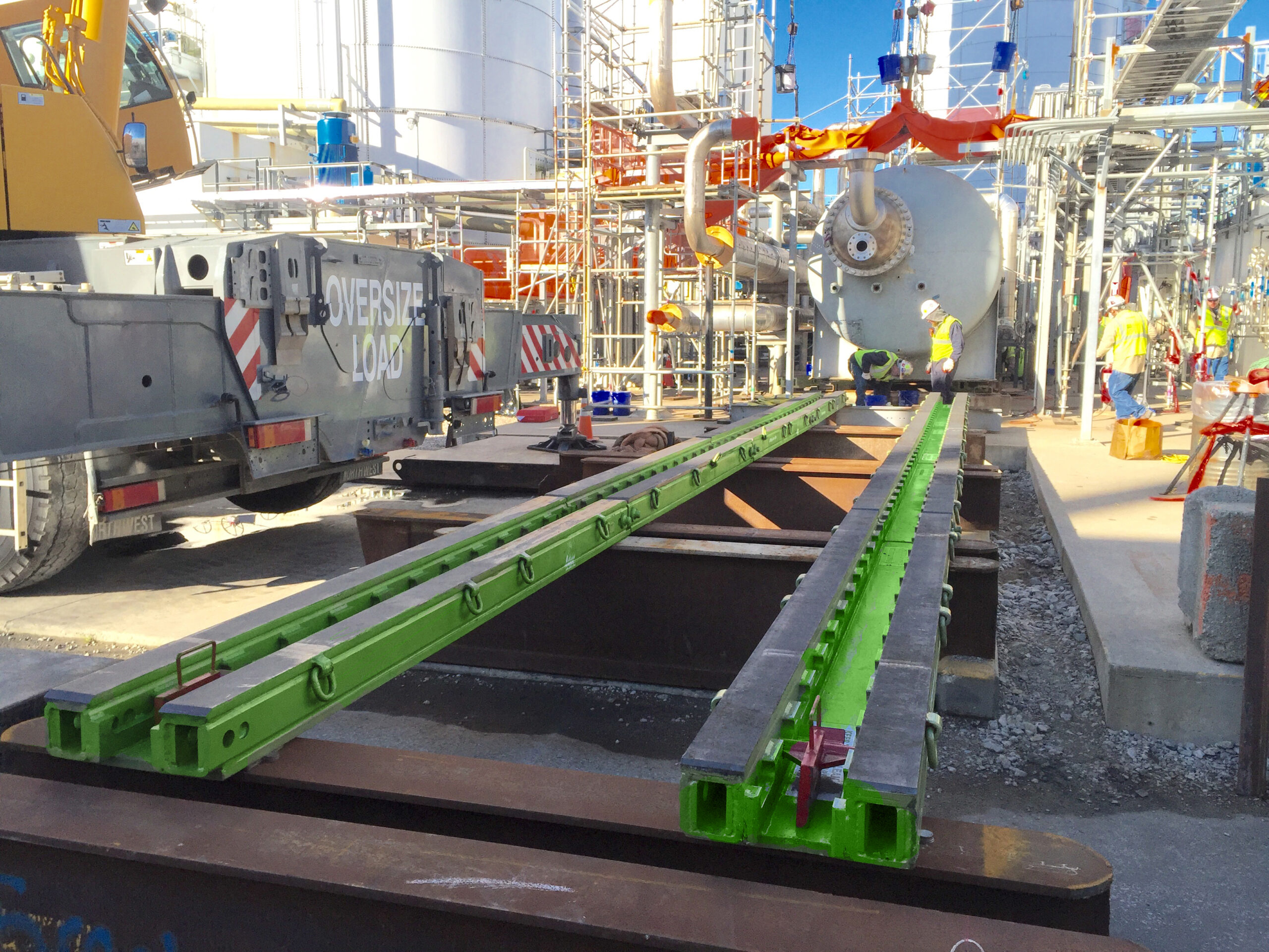 The Hydra-Slide HT500 heavy-duty skidding system rental from LGH on a jobsite.