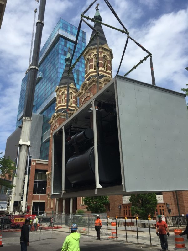 A steam boiler lift with a crane, using lifting and rigging equipment from LGH