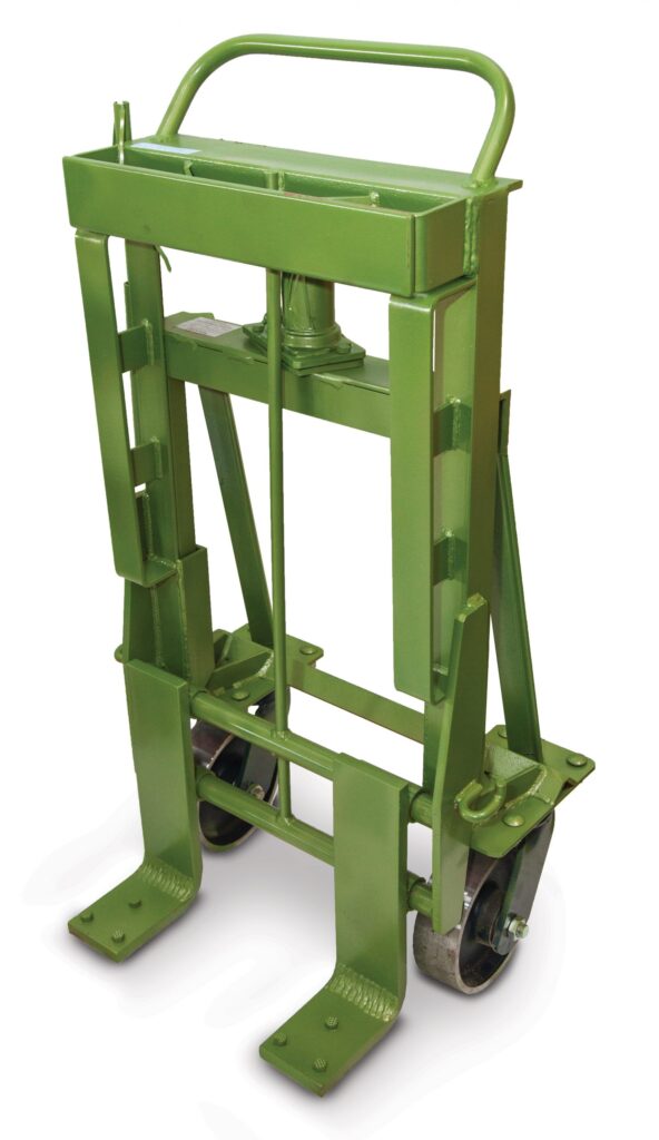Product photo of a singular Rol-a-Lift hydraulic dolly from LGH.