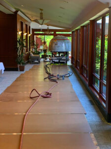 people move pizza oven using LGH air skates at retirement community