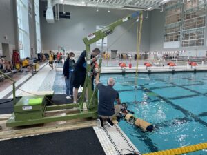 floor cranes on deck for robosub competition