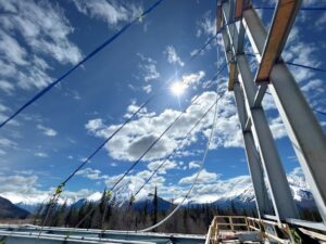 bridge construction at Juneau Creek, Alaska